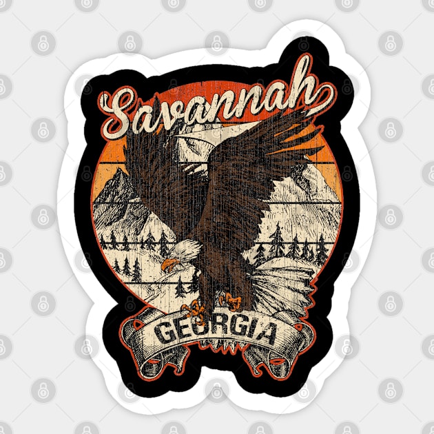 Savannah Georgia Bald Eagle Retro Vintage Aesthetic Sticker by aavejudo